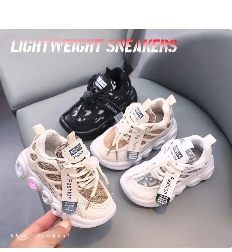 New Children Casual Shoes for Boys Girls Sneakers Autumn Kids Sports Luminous Shoes Baby Mesh Breathable Soft Running 1-6Years