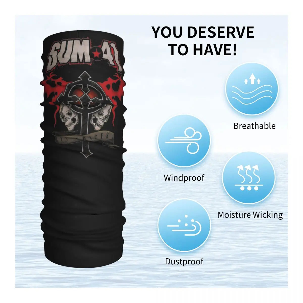 Sum 41 Band Bandana Neck Gaiter Printed Mask Scarf Multifunctional Headwear Running for Men Women Adult Breathable