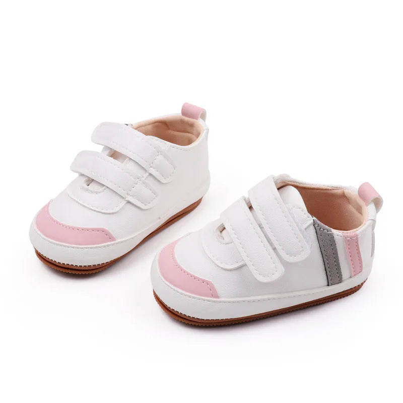 New White Baby Shoes Lovely Bear / Stripes Casual Soft Sole Anti-slip Infant Sports Toddler Boys Girls First Walkers