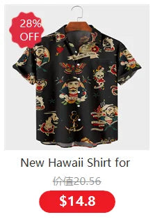 Hawaiian Shirts for Men Cool Bohemia Style Short Sleeve Black and White hirts Cool Summer Creative Tops Vintage Breathable