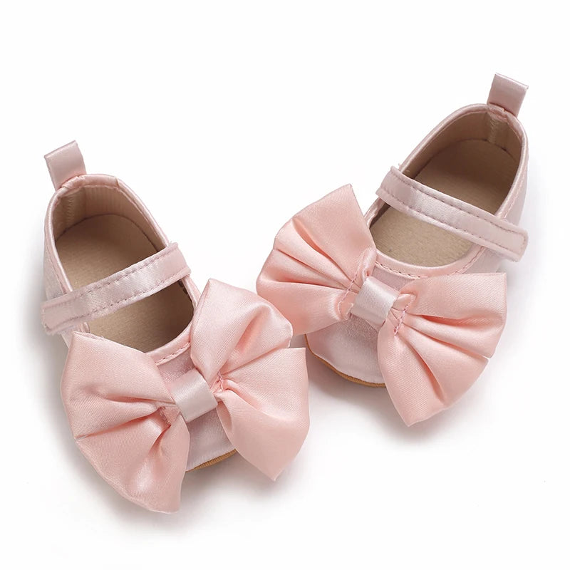 New Western-style Bow Princess Shoes For Infants And Young Children Aged 0-18 Months Soft And Non Slip Walking Shoes