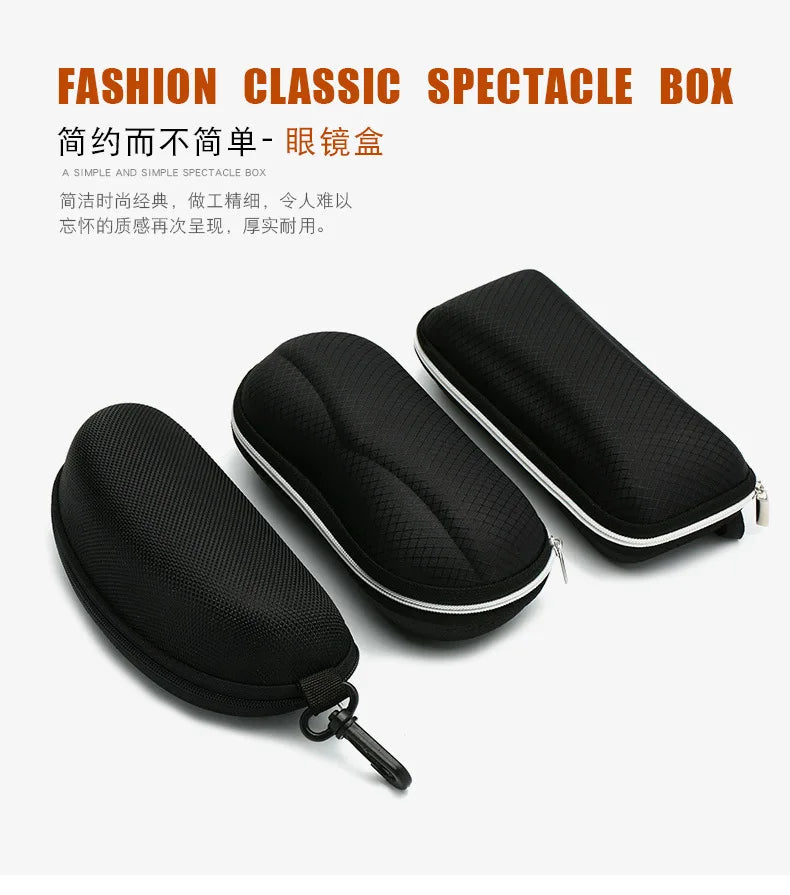 Men and Women Protective Glasses Case Sunglasses Hard Case Travel Protective Glasses Bag Black Portable Accessories Zipper Box