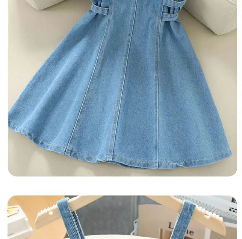 Kids Girls Denim Set 2023 Spring New Children's Clothing Girls Big Boy Yangpai Spring And Autumn Set Skirt Girls Dress