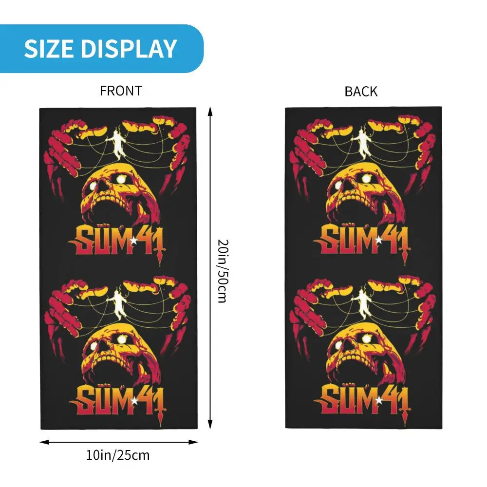 Sum 41 Band Bandana Neck Gaiter Printed Mask Scarf Multifunctional Headwear Running for Men Women Adult Breathable