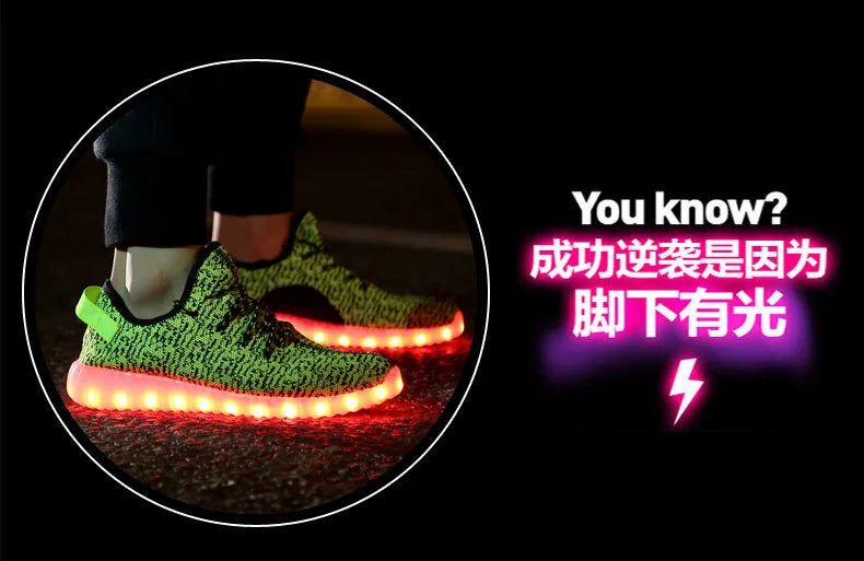 Men & Women LED  Shoes USB Rechargeable Breathable Fashion Adult Sneakers Large Size 35-46