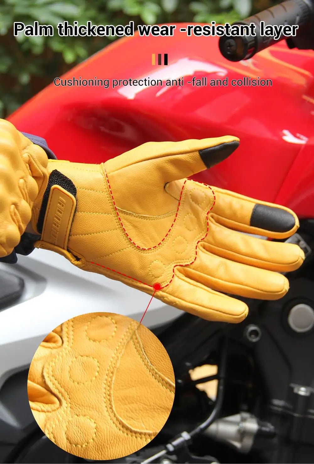 Leather Motorcycle Gloves Summer Motocross Glove Men Retro Biker Cycling Women Motorcyclist Protected Cycling Glove