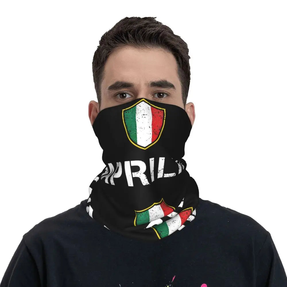 Italia Aprilia Racing Bandana Neck Cover Printed Motorcycle Mask Scarf Multifunctional Face Mask Hiking Unisex Adult Breathable