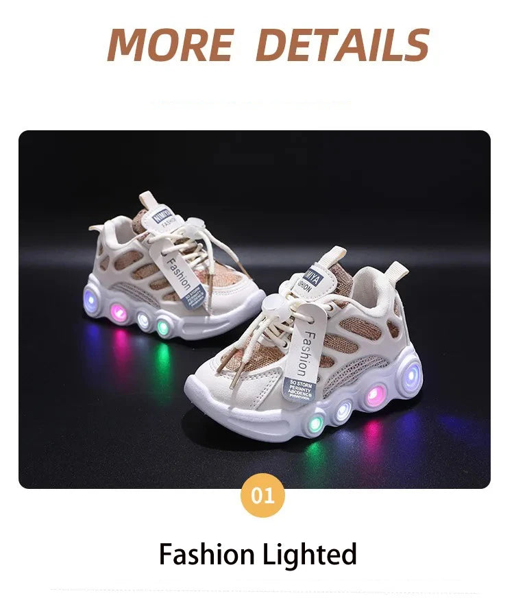 New Children Casual Shoes for Boys Girls Sneakers Autumn Kids Sports Luminous Shoes Baby Mesh Breathable Soft Running 1-6Years