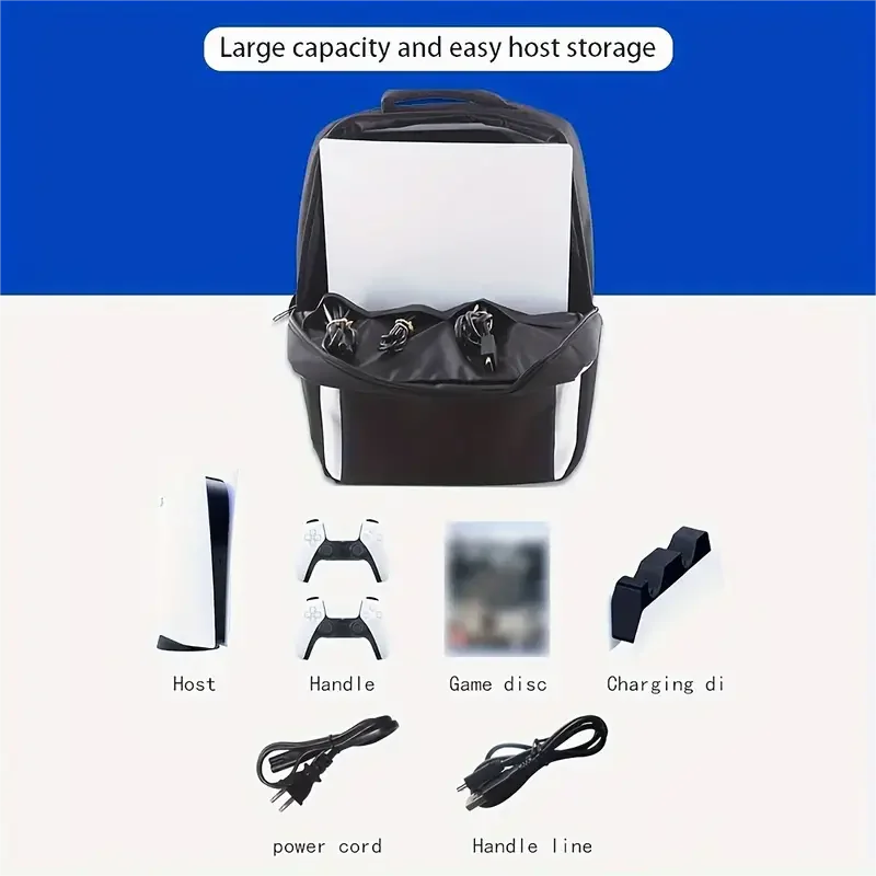 PlayStation 5 Console Organizer, Gamepad, Headset, Game Disc, PS5 Controller, Travel Backpack for Charging Station, Backpack, Ac