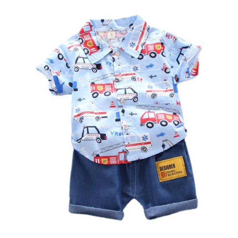 New Summer Baby Boys Clothes Children Fashion Cartoon Shirt Shorts 2Pcs/Set Kids Outfits Toddler Casual Costume Infant Tracksuit