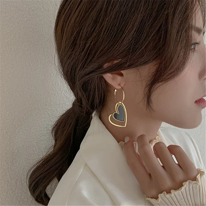 Asymmetric Hollow Love Long Tassel Earrings Korean Temperament Ins 2021 New Trend Earrings Exquisite Women Jewelry Earrring