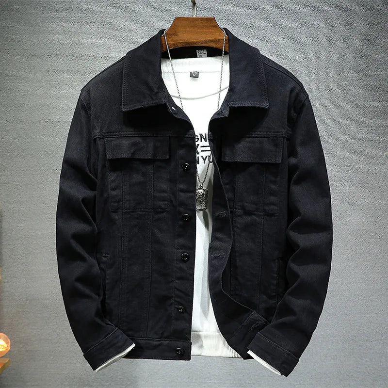 Men's brown denim jacket 2023 Spring and Autumn New Fashion High Quality Stretch Slim Fit Jacket Denim Men Brand Clothing