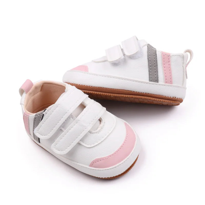 New White Baby Shoes Lovely Bear / Stripes Casual Soft Sole Anti-slip Infant Sports Toddler Boys Girls First Walkers