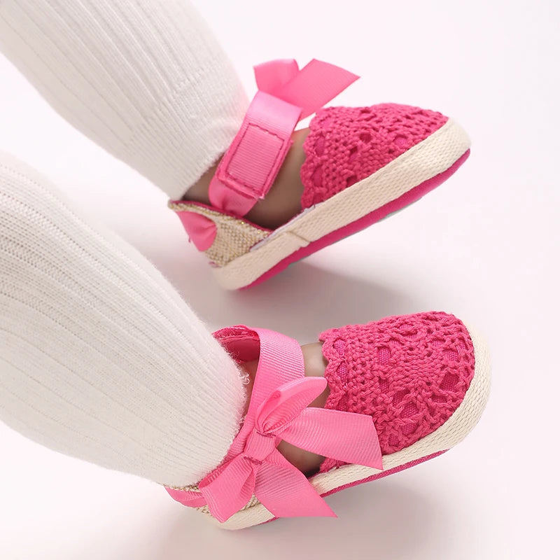 Summer Fashion Baby Shoes 0-18M Girl Baby Bow Casual Sandals Soft Sole Comfortable Baby Walking Shoes