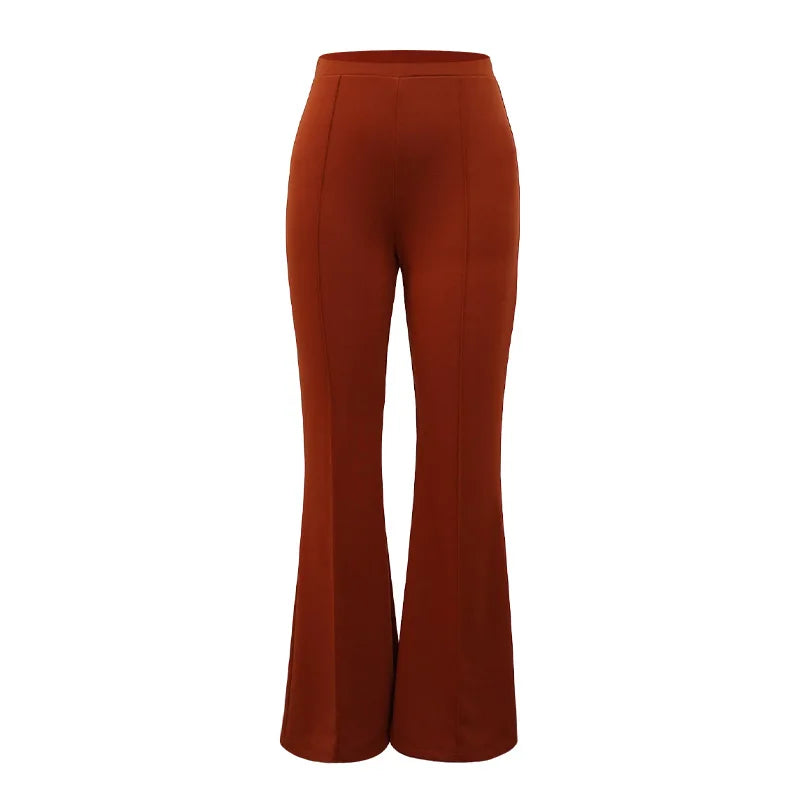 5 Colors Stylish Flare Pants Women Solid Long Drop Trousers Office Casual Female Slim Straight Bell Bottom Pants