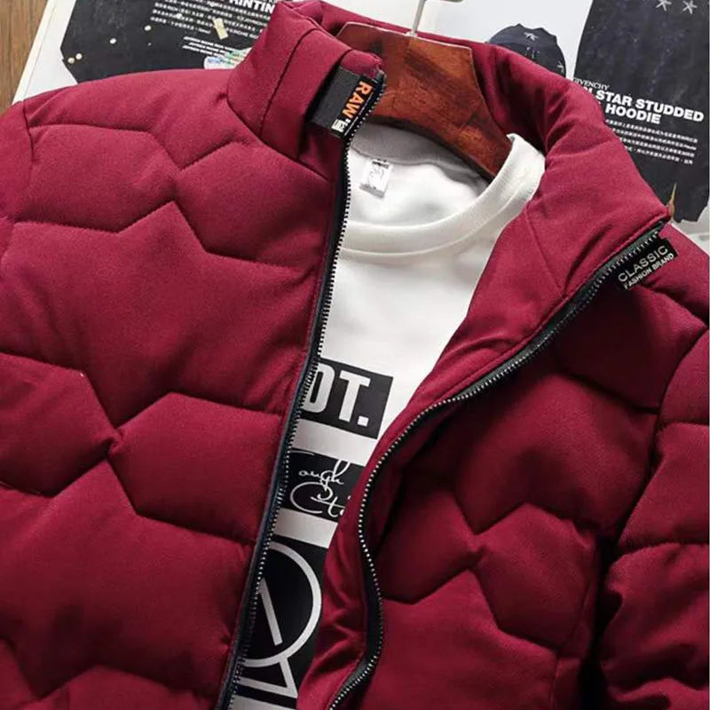 New Winter Warm Coats Jacket Long Sleeve Cotton-padded Jacket Zipper Jacket Men's Stand-up Collar Jacket Plus Size Cotton Jacket