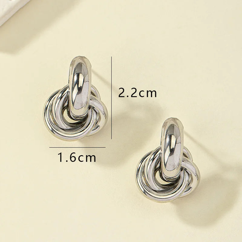 Gold SIlver Color Knot Hoop Earring For Women Shiny Plating Trendy Earring Stud Cute Daily Wear Jewelry