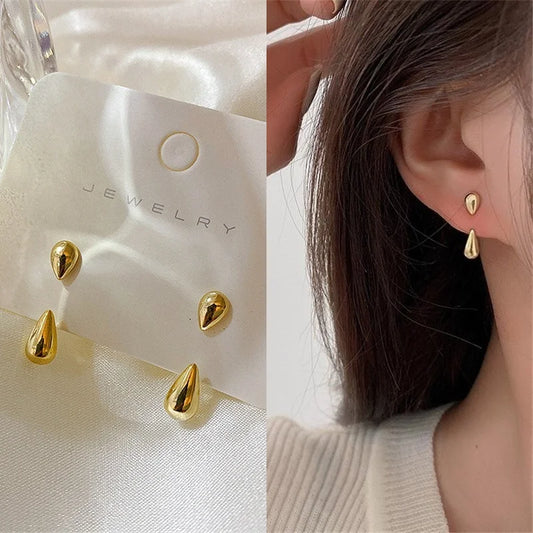 2024 Women Earrings Fashion Water Drop Pendant Earrings Simple Stud Earrings Punk Hip Hop Metal Ear Stud Trendy Jewelry Gift