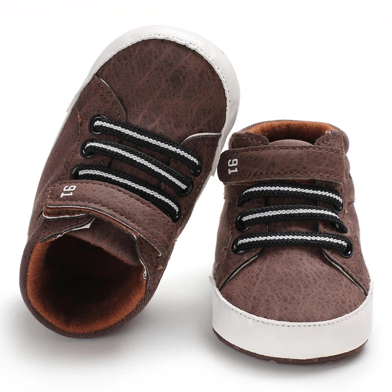 Baby Canvas Classic Casual Shoes Newborn Baby PU Leather Multi-Color Sneakers Non-Slip Cloth Bottom For Boys Girls First Walkers