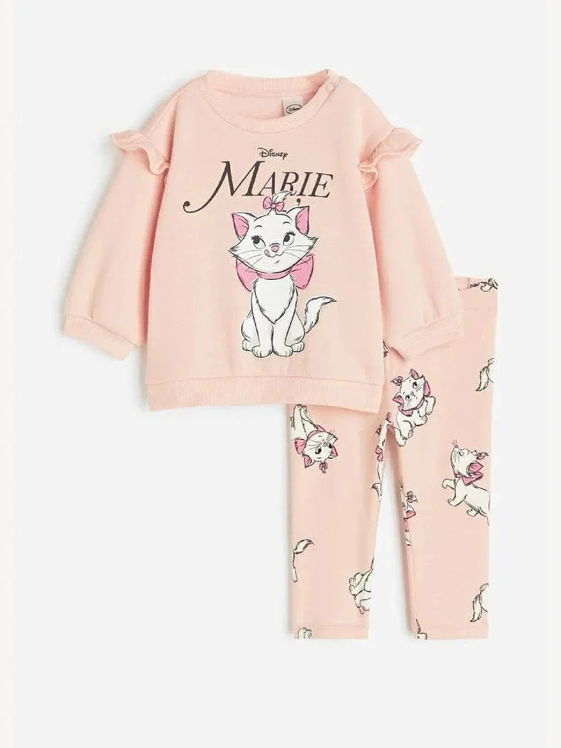 Cute Minnie Print Tops 2pcs For Girls Child Autumn Long Sleeve Tracksuits New Fashion Clothing Kids Casual Hoodies+Sweatpants