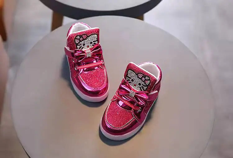 Disney Children Luminous Shoes Boys Girls Hello Kitty Shoes Flashing Lights Fashion Sneakers Toddler Little Kid Casual Sneakers