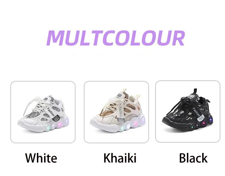 New Children Casual Shoes for Boys Girls Sneakers Autumn Kids Sports Luminous Shoes Baby Mesh Breathable Soft Running 1-6Years