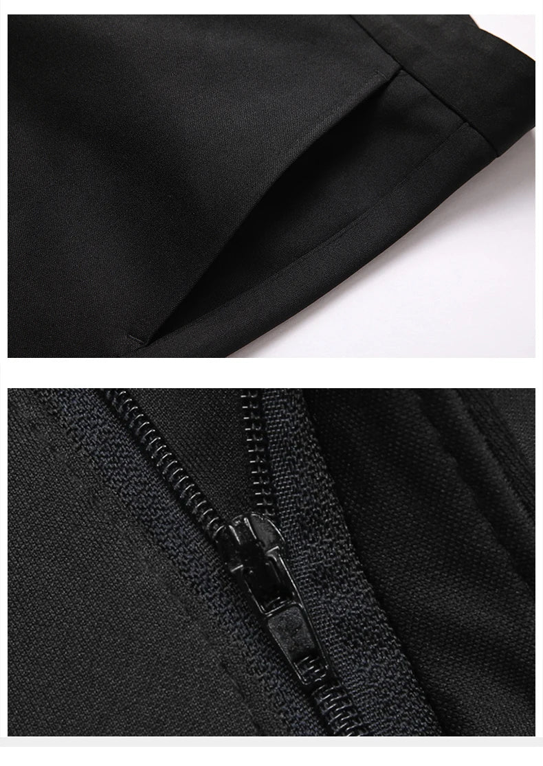 Spring Autumn Men's Casual Pants Elastic Business Trousers Fashion Comfortable Office Korean Japanese Spandex Formal Pants Black