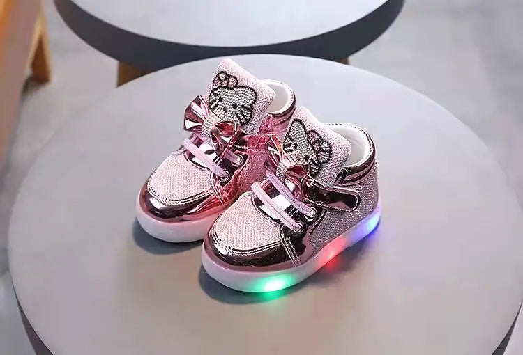 Disney Children Luminous Shoes Boys Girls Hello Kitty Shoes Flashing Lights Fashion Sneakers Toddler Little Kid Casual Sneakers