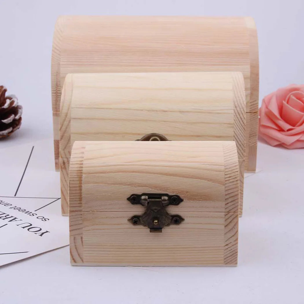 Wood Wooden Arched Hinged Storage Boxes Multi-function Hinged Boxes Gift Packing Jewelry Case Box Home Sundries Storage Box