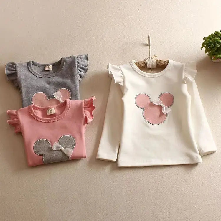 New 2023 Retail Latest Design Brand Children Clothes Girls Knitting T Shirt Kids Long Sleeves T-shirts Girls Clothing