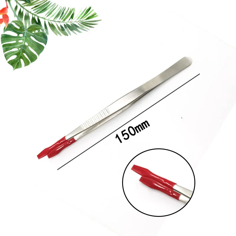 Lighthouse Stamp Tweezers, Stainless Steel With Rubber Sleeve, Flat Head, Raised Head, Philatelic Paper Money Coin Clip Forceps