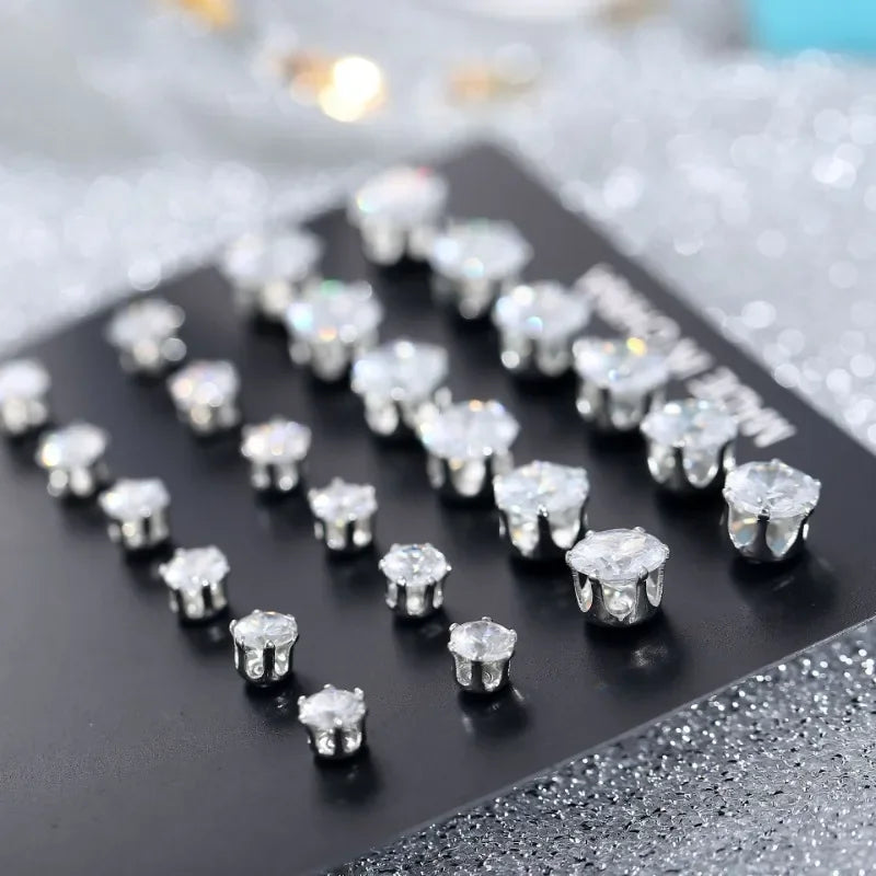 12 Pair/Lot White Shiny Wedding Stud Earrings Set for Women Men Cubic zircon Jewelry Accessories Minimalist Earring Jewelry Gift