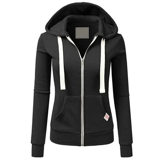 Spring Autumn Women's Sporty Casual Fitness Zipper Sweatshirt Hooded Trendy Jacket Hooded Sweatshirt Casual Windbreaker