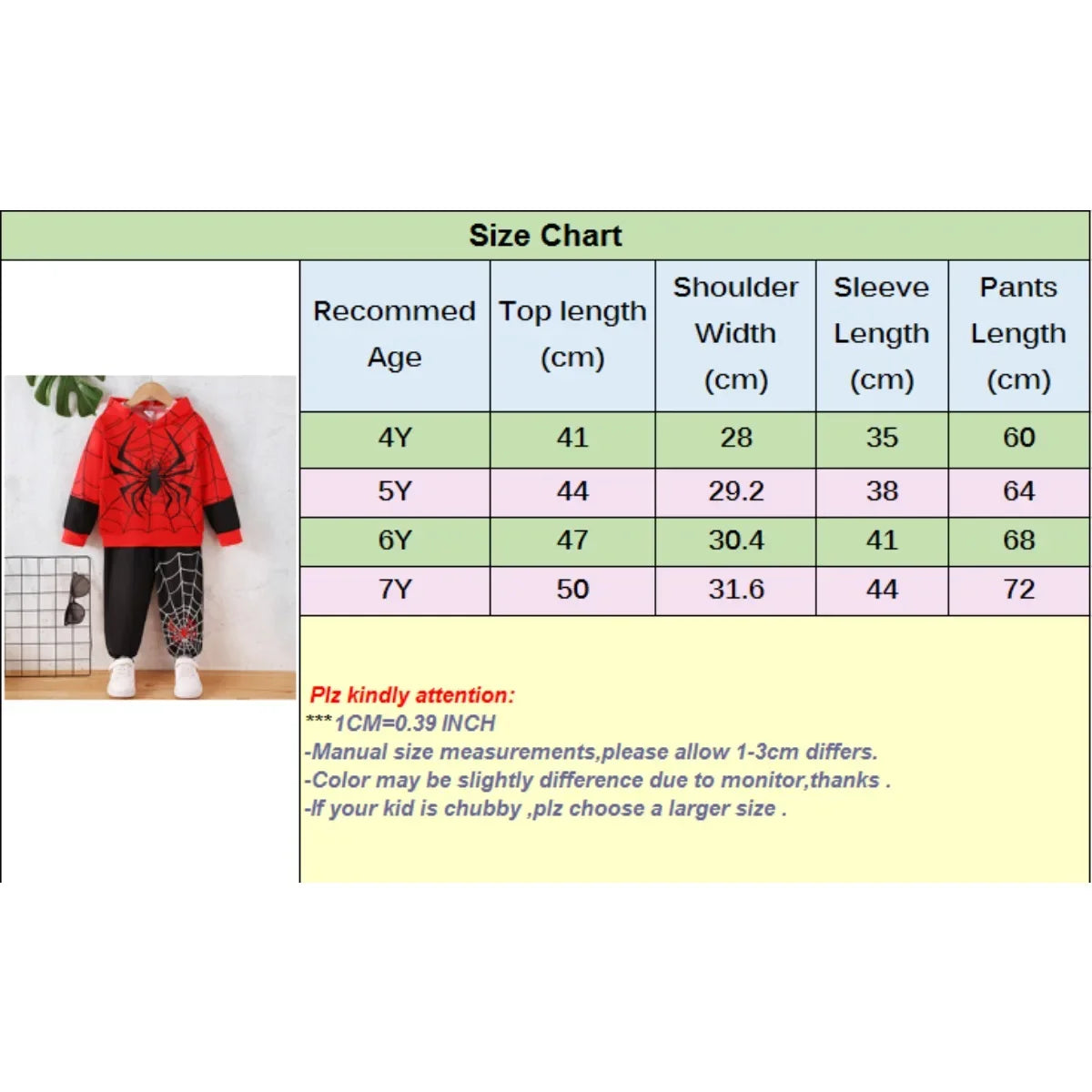 4-7 Years Kids Boy 2PCS Clothes Set Spider Pattern Hooded Long Sleeve Hoodie+Pants ChildrenAutumn， Fashion， Trend Sports Outfit