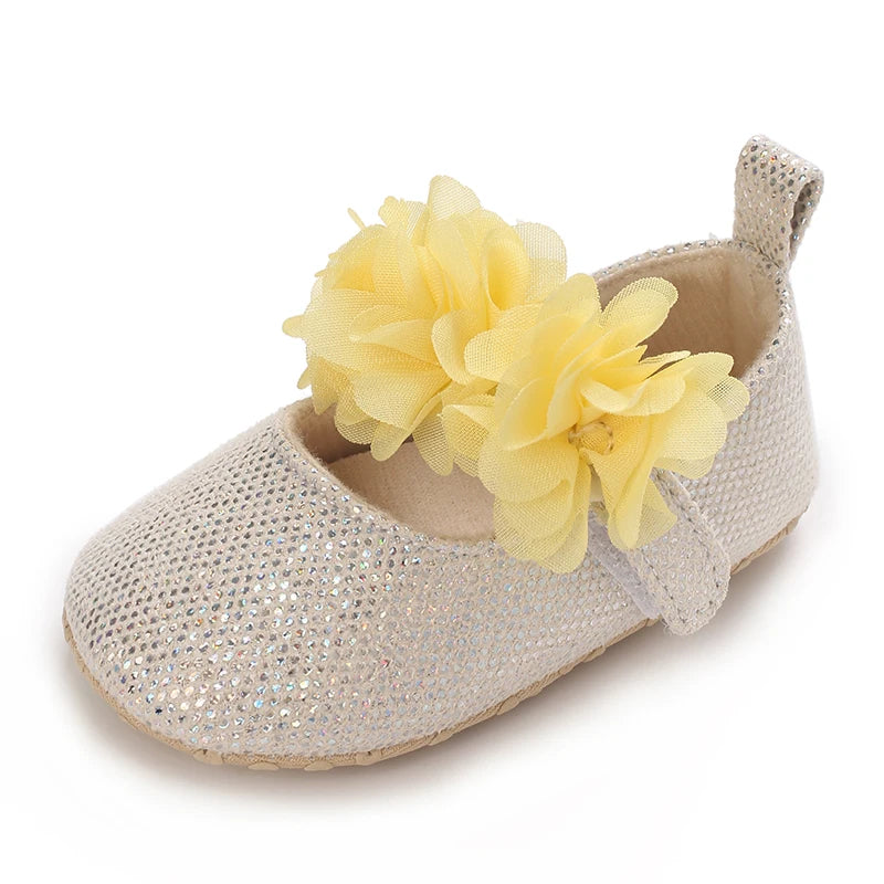 0-18M Girls' Baby Shoes Fashionable Classic Gold Theme Princess Shoes Soft Sole Comfortable Baby Walking Shoes