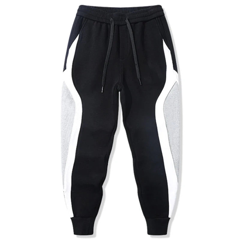 Spring Autumn Men's Wide Loose Casual Pants Mens Patchwork Nine-point Sports  Elastic Rope Breathable Tie-foot Trousers