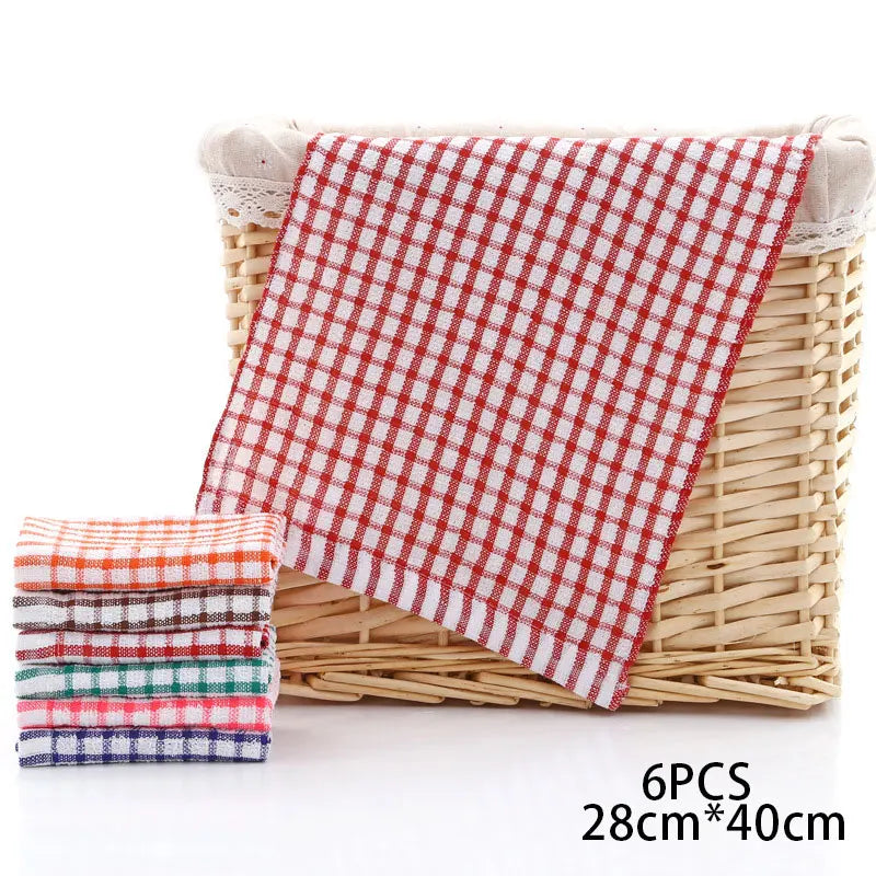 6PCS Cotton Kitchen Towel Absorbent Clean Dish Towels Kichen Cleaning Supplies