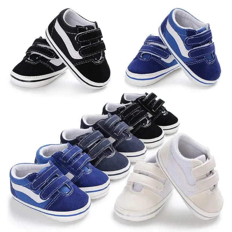 Baby Unisex Canvas Sneakers Classic Stripes Casual Baby Boy Girl Shoes Anti-slip Soft First Walkers Infant Baby Shoes