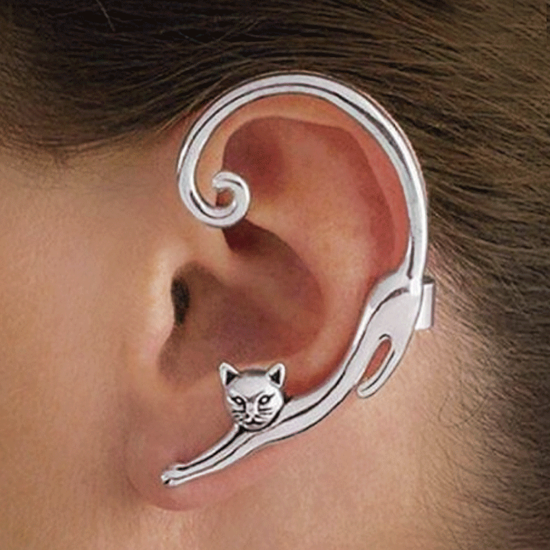 Unique Design Cute Cat Ear Cuff Earrings for Women Girl Cool Temperament Hip-hop Fashion Jewelry Ear Studs Earrings