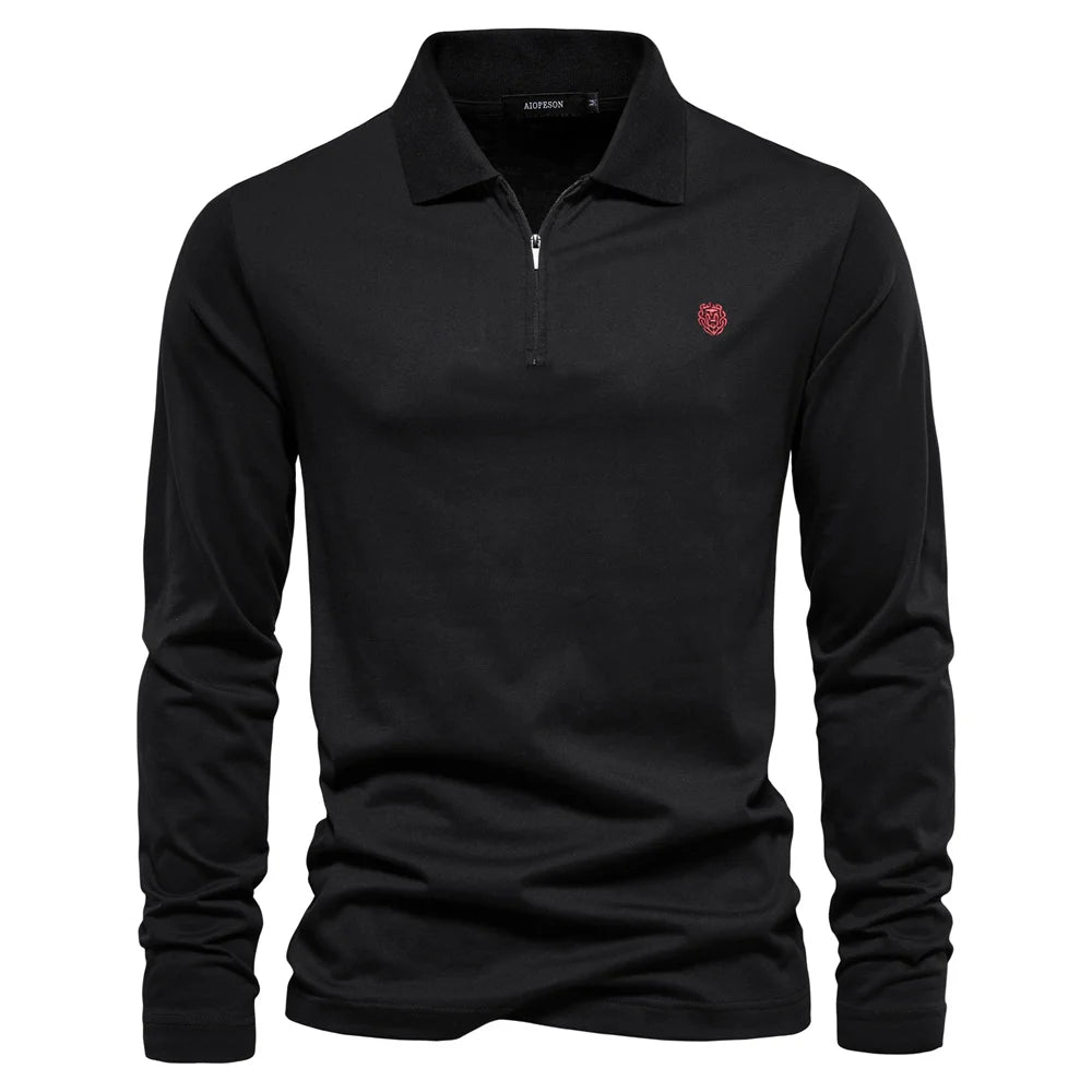 AIOPESON Brand Long Sleeve Men's Polo Shirts 100% Cotton Solid Color Casual Polo Shirts for Men New Sping Autumn Basic Polos Men