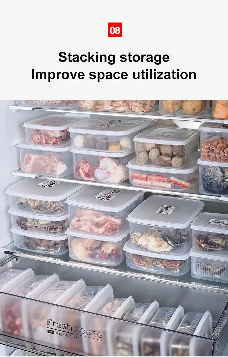 1PC Refrigerator Preservation Box Frozen Meat Refrigeration Box Food Storage Box Sorting Storage Sruit Vegetable Drainage Box