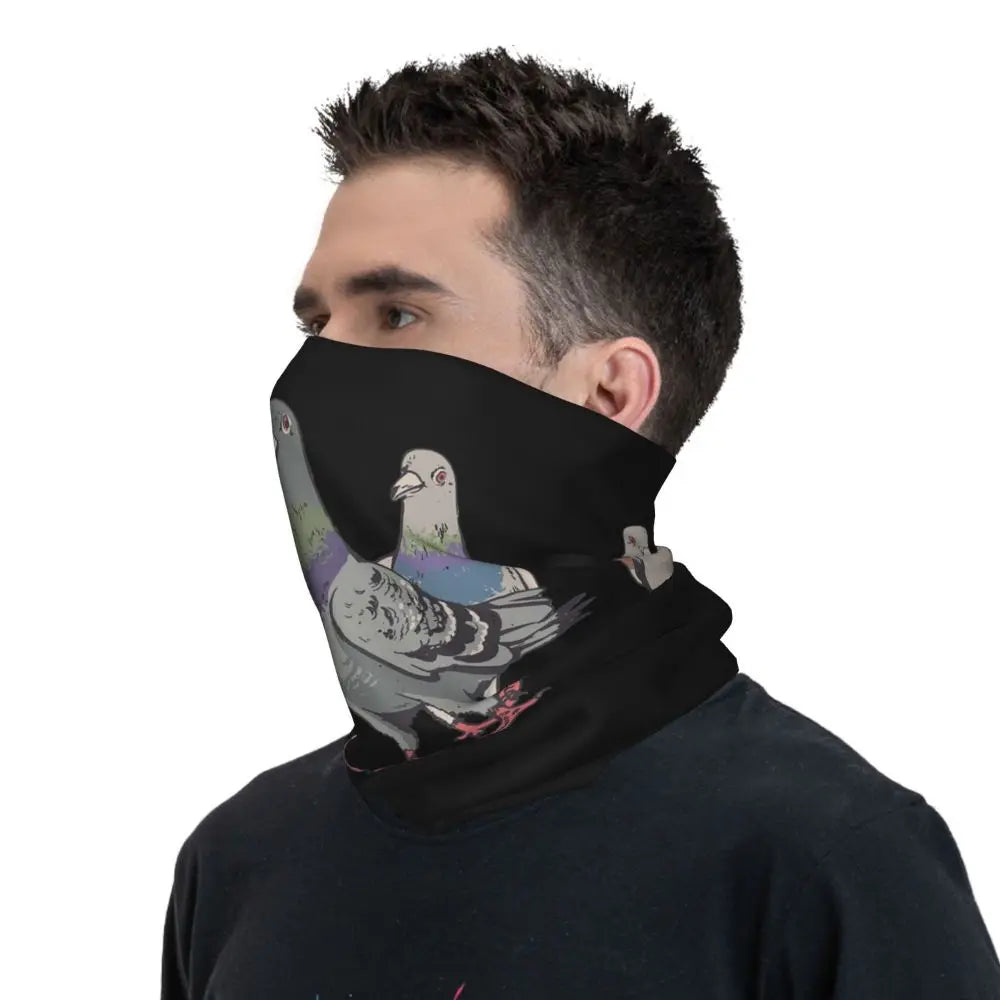 Pigeon Walk , Black Background Bandana Neck Cover Printed Magic Scarf Multifunction Cycling Scarf Running Unisex Adult Windproof