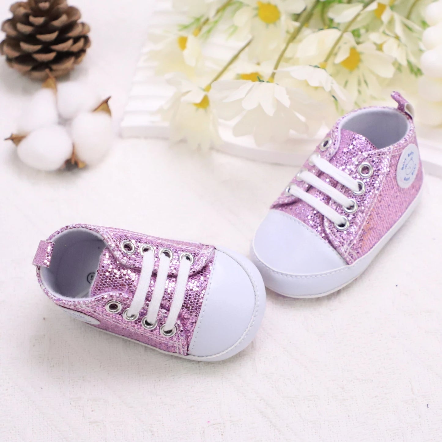 Trendy Comfortable Sequin Sneakers For Baby Boys, Lightweight Non Slip Shoes For Indoor Outdoor Walking, Spring And Autumn