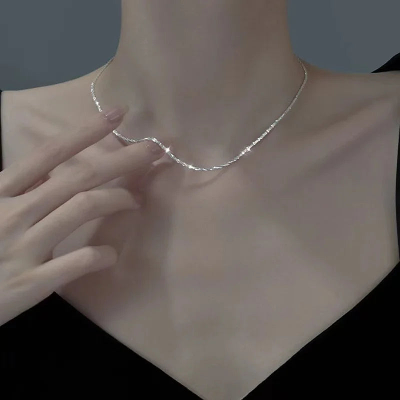 Fashion Trend Unique Design Elegant Exquisite Simple Zircon Star Snake Bone Chain Necklace Women Jewelry Party Gift Wholesale