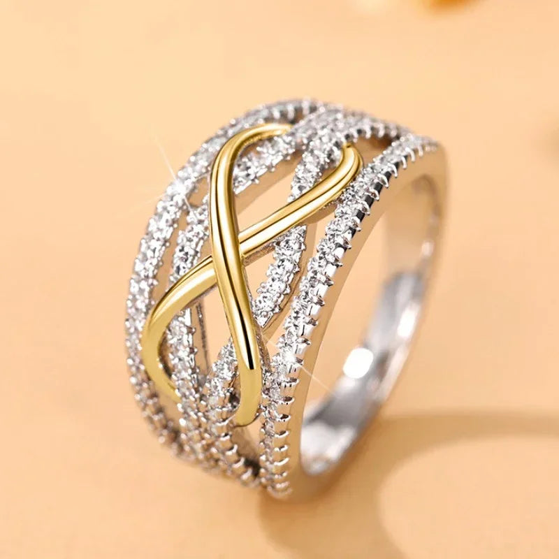 Fashion Infinite Love Rings for Women Full Bling Iced Out Cubic Zirconia Wedding Engagement Rings Trendy Luxury Jewelry Anillos