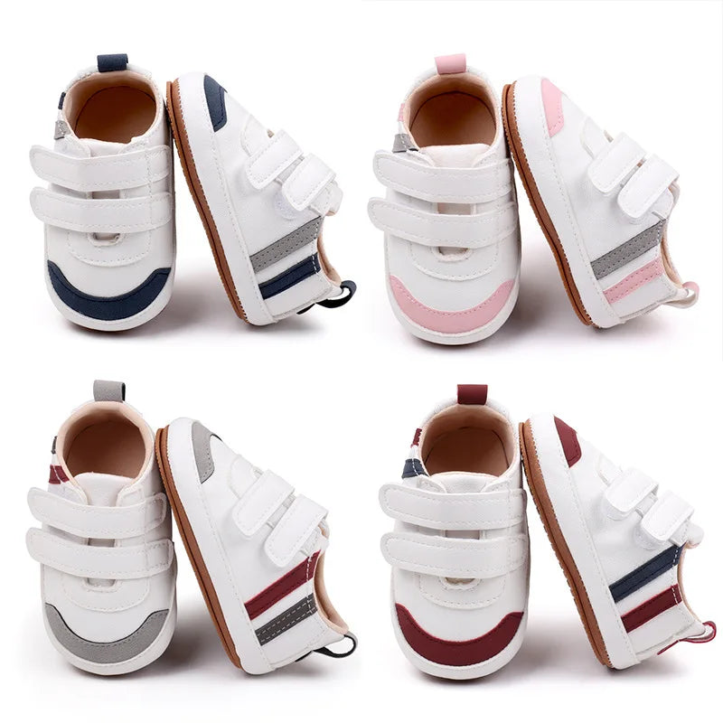 New White Baby Shoes Lovely Bear / Stripes Casual Soft Sole Anti-slip Infant Sports Toddler Boys Girls First Walkers