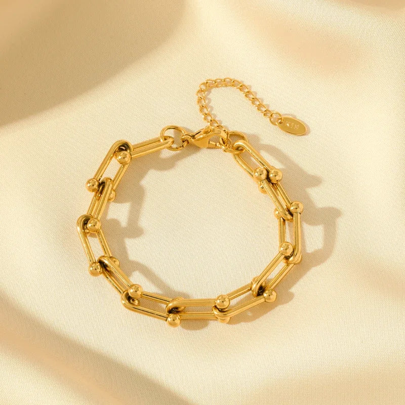 316L Stainless Steel Gold Color Geometric Bracelet For Women Girl Fashion New Holiday Gift Wrist Chain Jewelry Pulsera