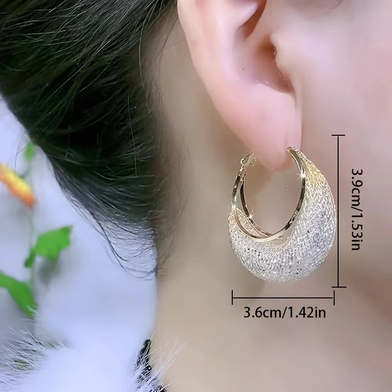 Exquisite and Luxury Mesh Crystal Women's Earrings with Fashionable and Unique Design, Elegant Jewelry, Party Gifts and Jewelry