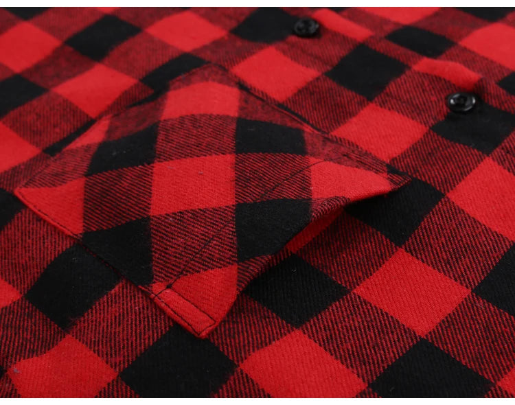 Men's Slim-fit Casual Brushed Flannel Contrast Plaid Shirt Single Patch Chest Pocket Comfortable Soft Long Sleeve Gingham Shirts