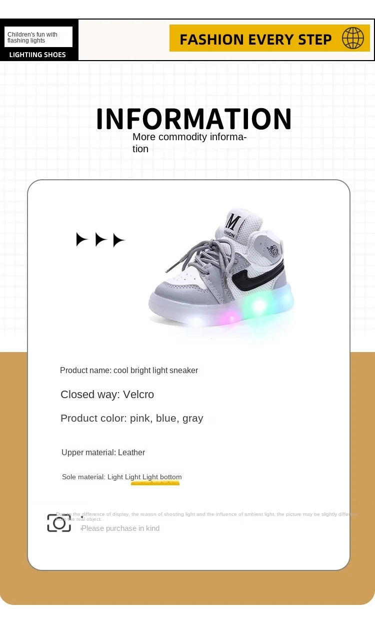 2024 Kids Hot Selling Four Season Girls Boys Sneaker Children Casual LED Luminous Sport Shoes Winter Light Up Shoes